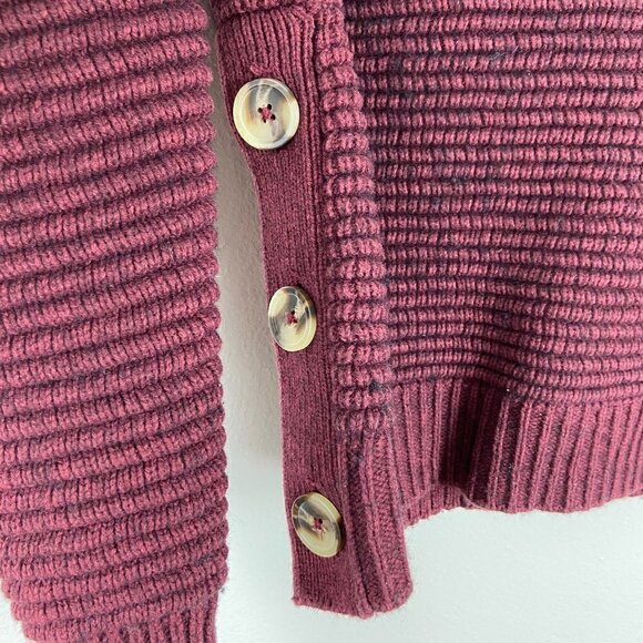 MADEWELL | Side-Button Turtleneck Sweater Thick Chunky Textured Burgundy XXS - Picture 5 of 6